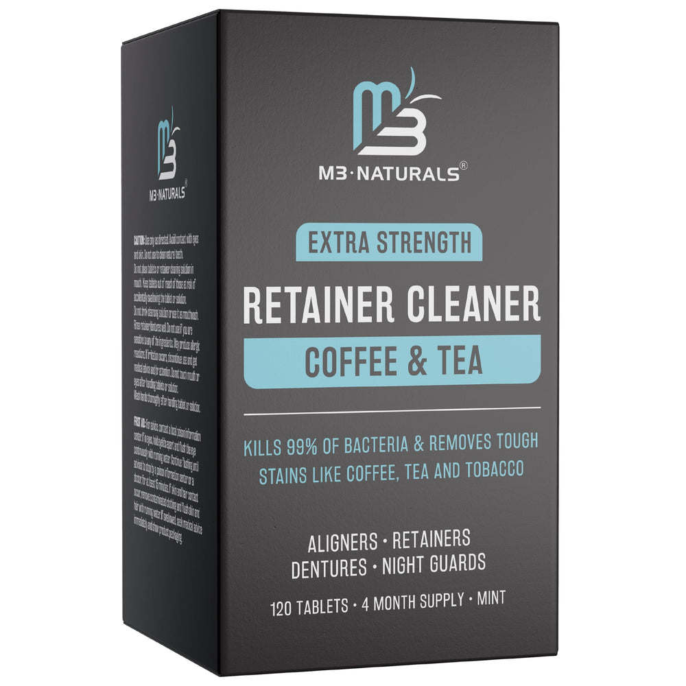 M3 Naturals frente del empaque mostrando suministro de cuatro meses y beneficio de limpieza