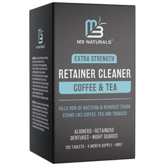 M3 Naturals frente del empaque mostrando suministro de cuatro meses y beneficio de limpieza
