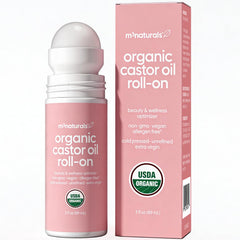M3 Naturals frasco frente mostrando etiqueta orgánica y práctico uso