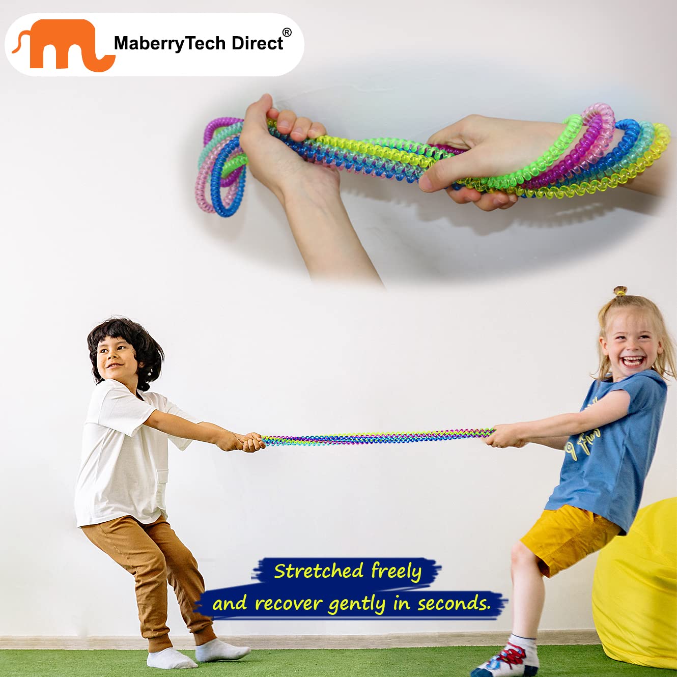 MaberryTech Direct pulsera espiral vista cercana, elástica y resistente