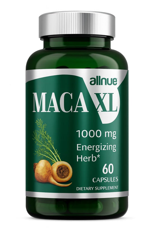 MACA frasco frontal de 60 cápsulas mostrando la presentación y conveniencia