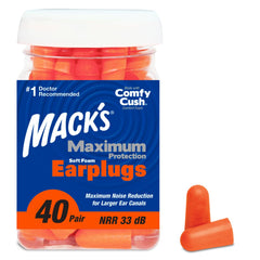 Mack’s frasco frontal mostrando 40 pares y tapa práctica, almacenamiento seguro
