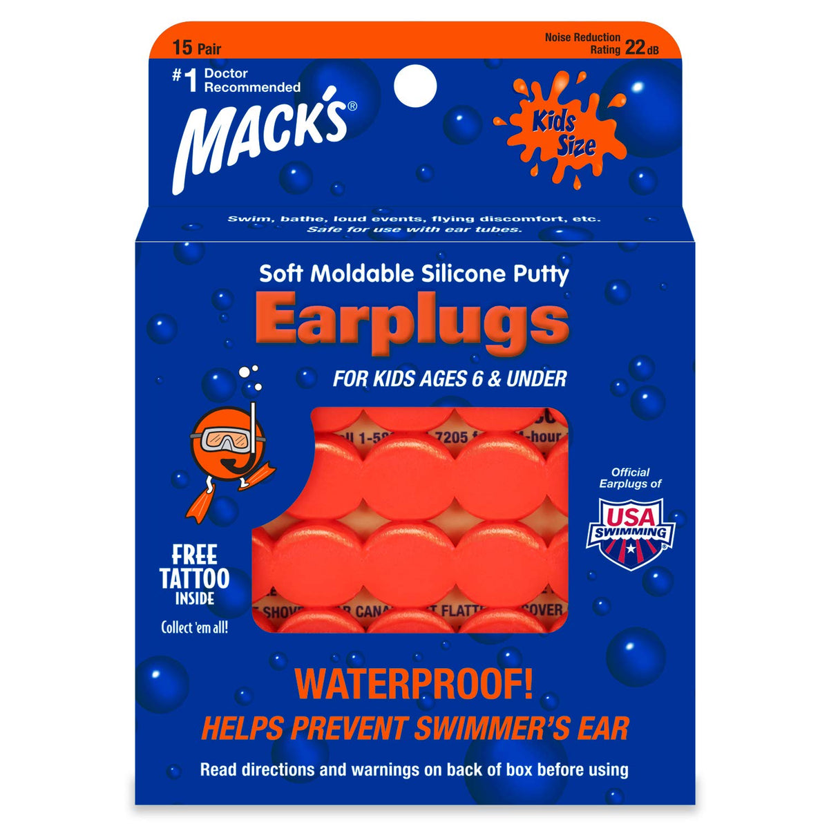 Mack's imagen frontal del empaque mostrando 15 pares y beneficio de protección