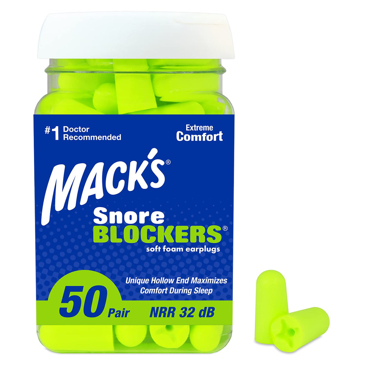 Mack’s paquete frontal mostrando 50 pares y beneficio de alto bloqueo