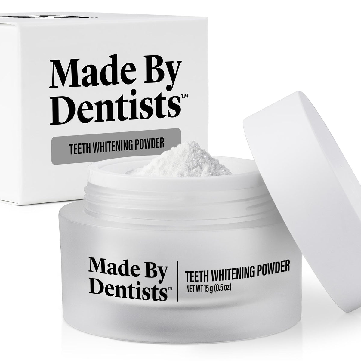 Made by Dentists envase frontal mostrando etiqueta y beneficios de blanqueado