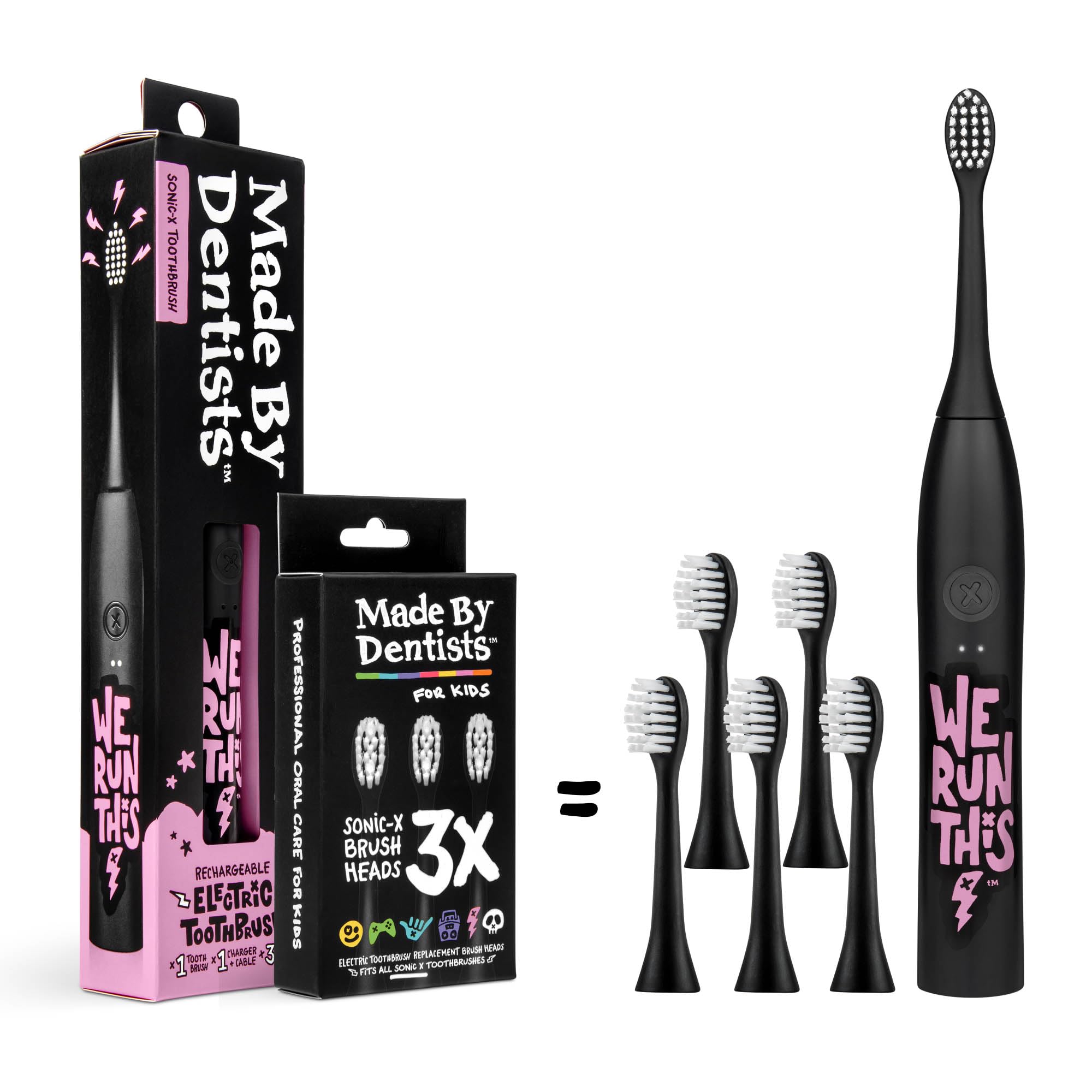 Made by Dentists vista frontal del cepillo con diseño llamativo para motivar cepillado