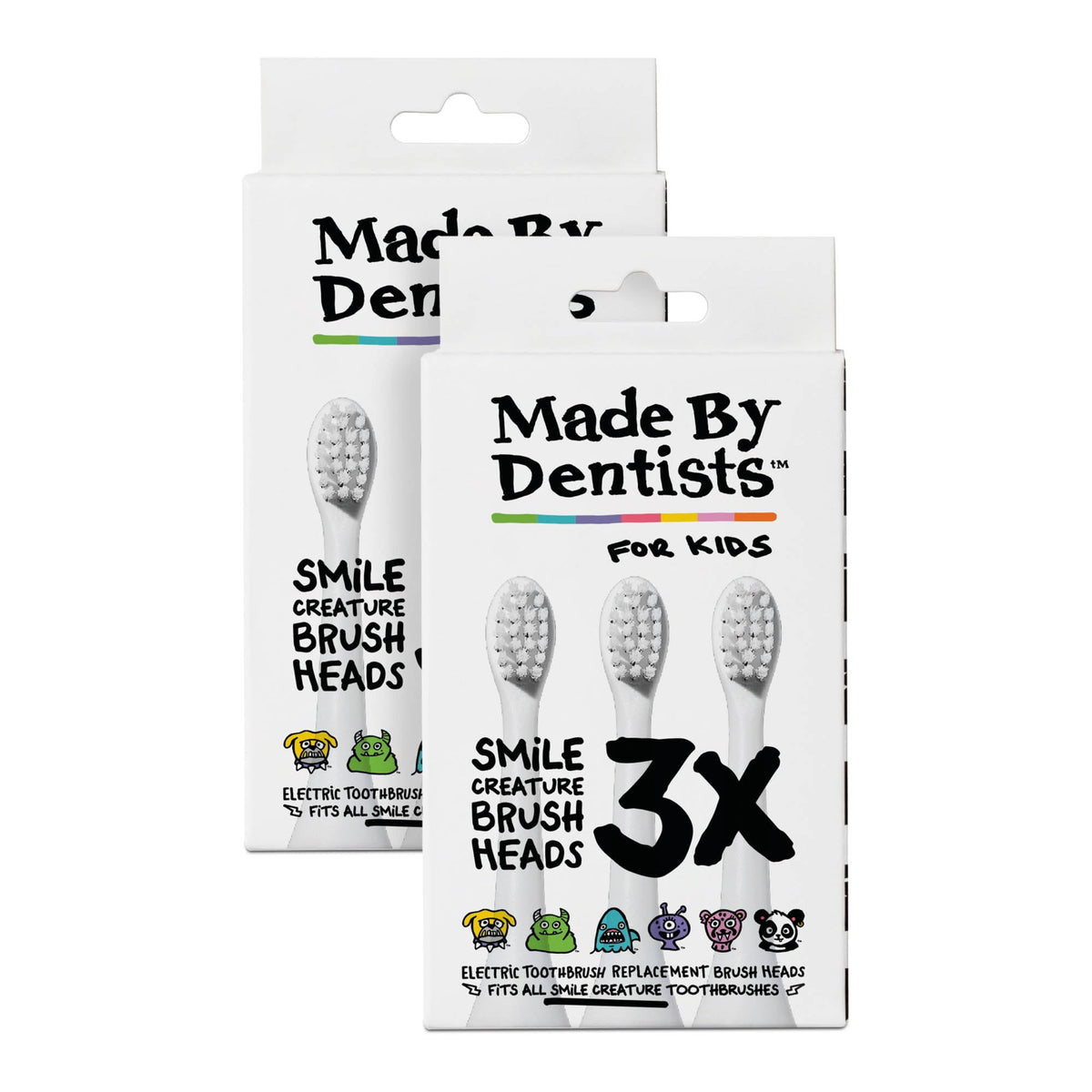 Made By Dentists empaque frontal mostrando 6 cabezales y beneficio de suministro
