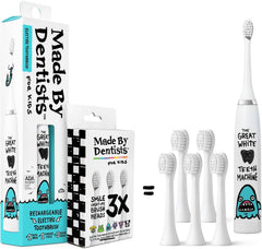 Made by Dentists cepillo Shark frontal con empaque divertido y práctico