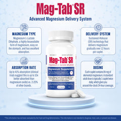 detalle de textura del caplet MAG-TAB SR mostrando recubrimiento suave y fácil ingestión