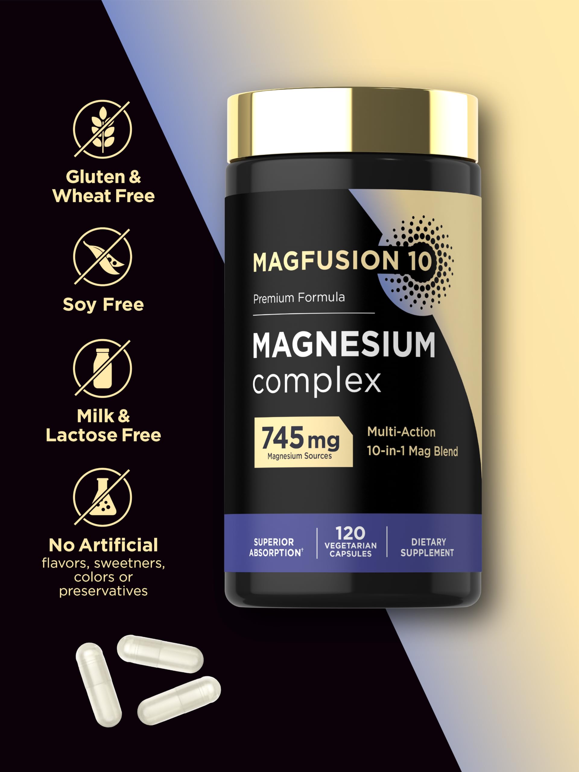 Magfusion-10 bote abierto con cápsulas, muestra la cantidad interior