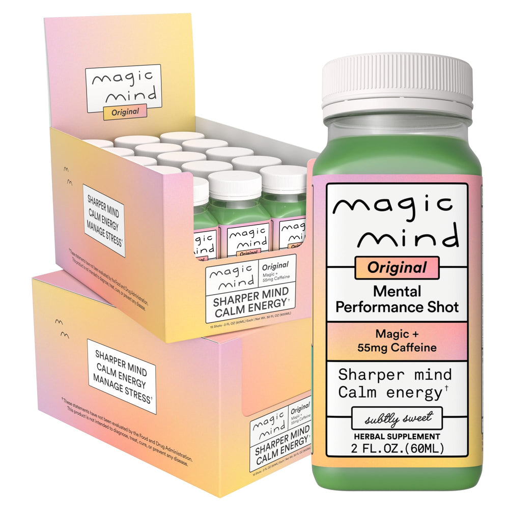 Magic Mind frente del empaque mostrando la marca y beneficio de enfoque