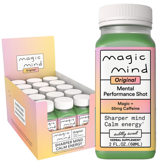 Magic Mind frontal del envase mostrando diseño y beneficio de enfoque