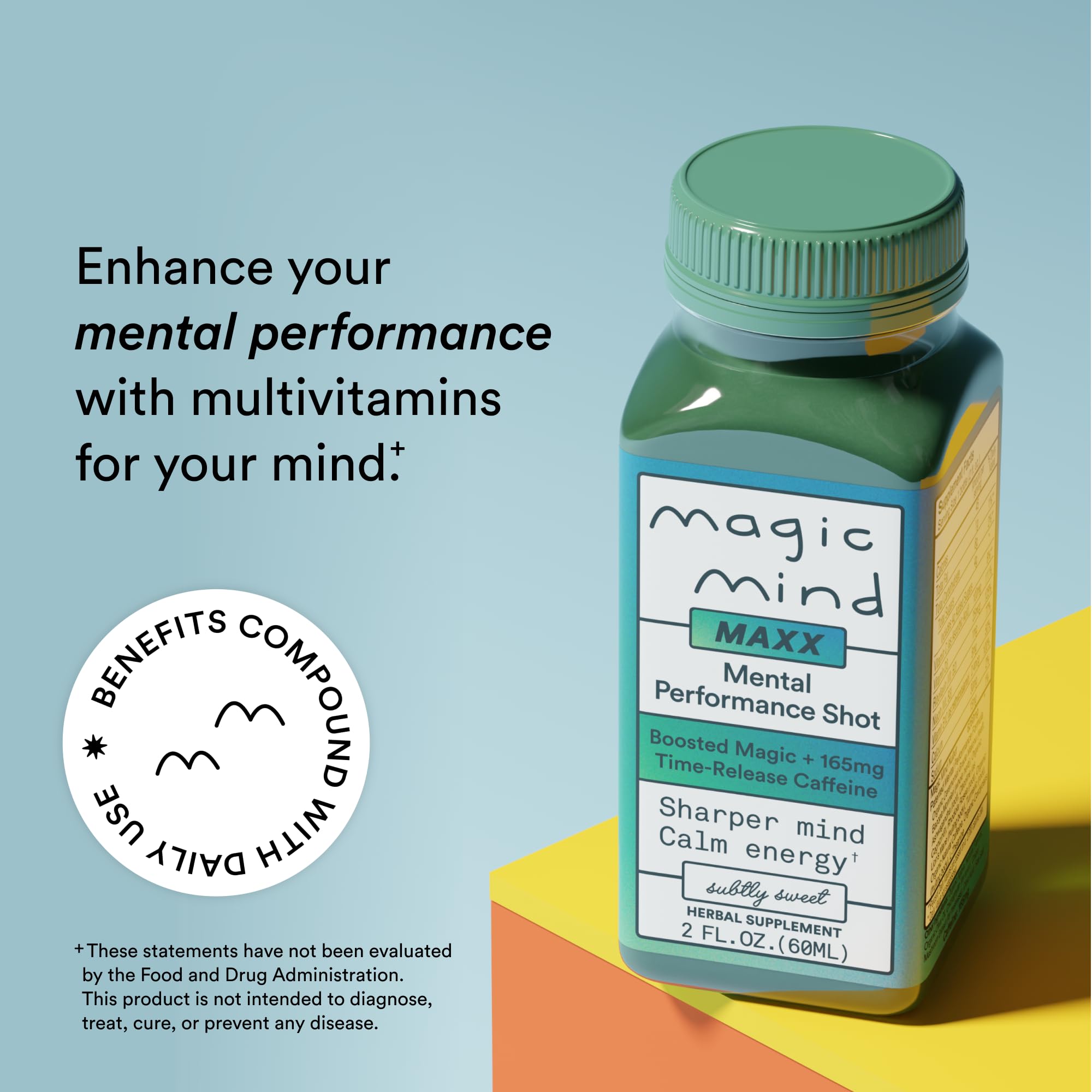 Magic Mind shot abierto mostrando líquido listo para beber