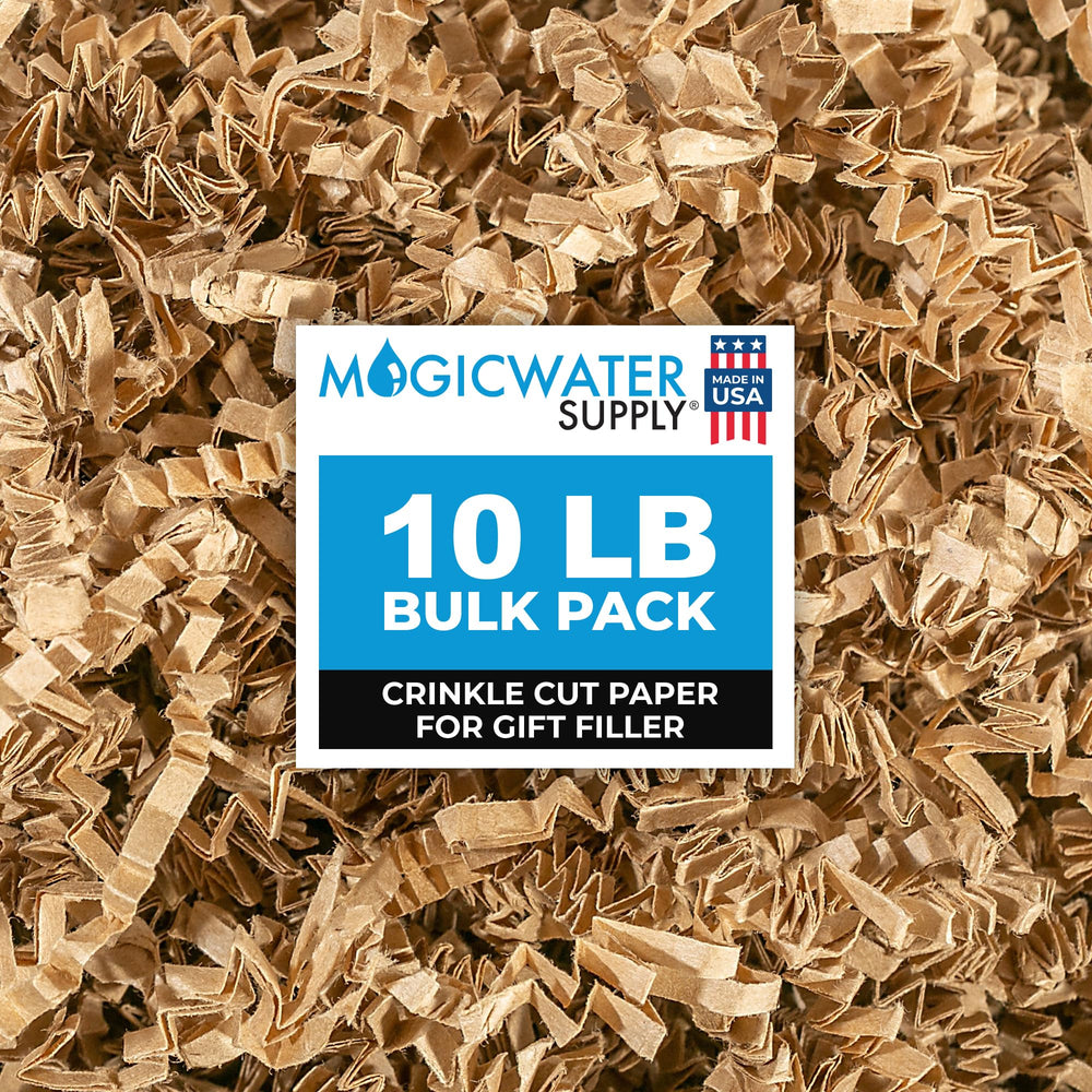 MagicWater Supply empaque frontal Kraft mostrando el peso y uso