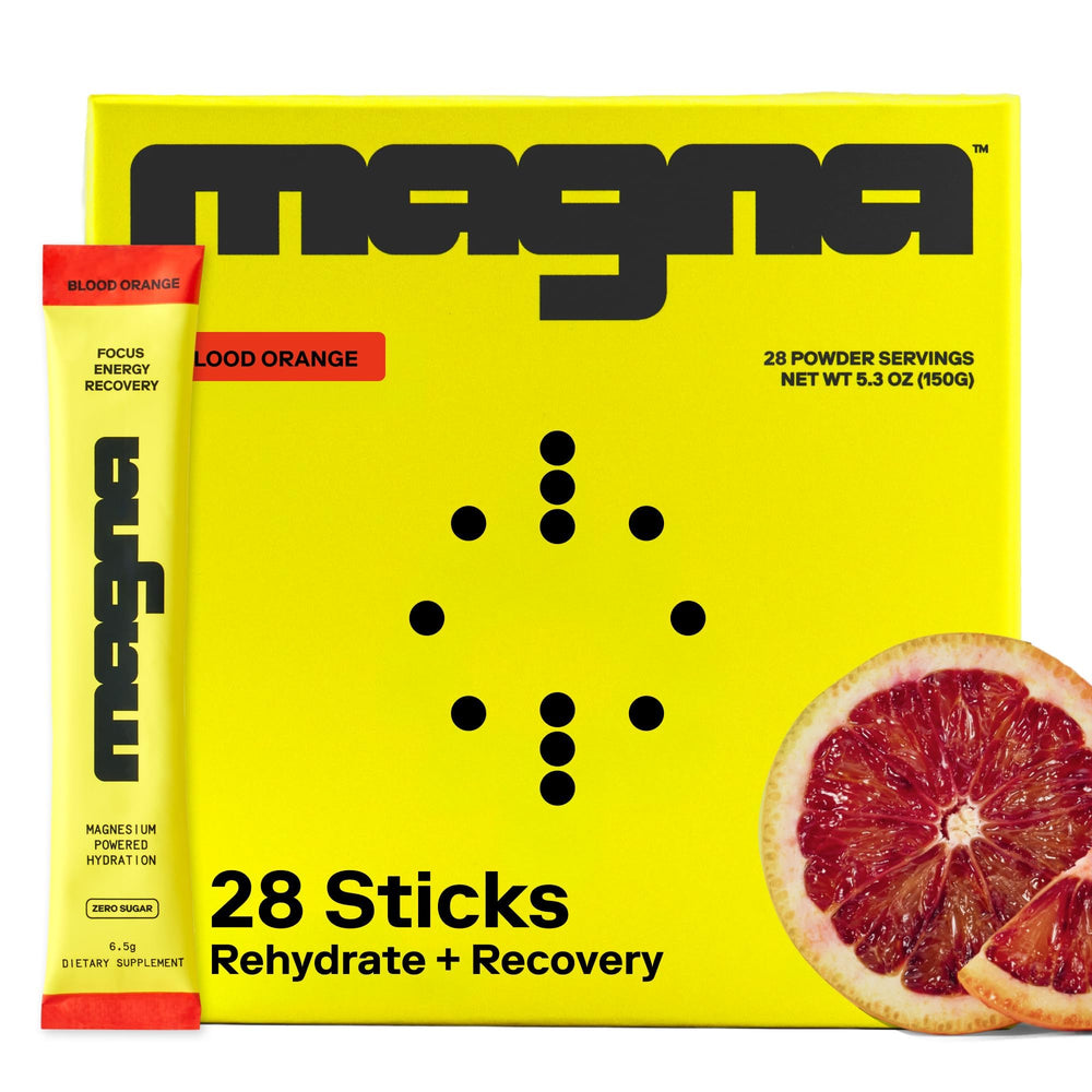 Magna blood orange frontal mostrando el envase y beneficio hidratación rápida