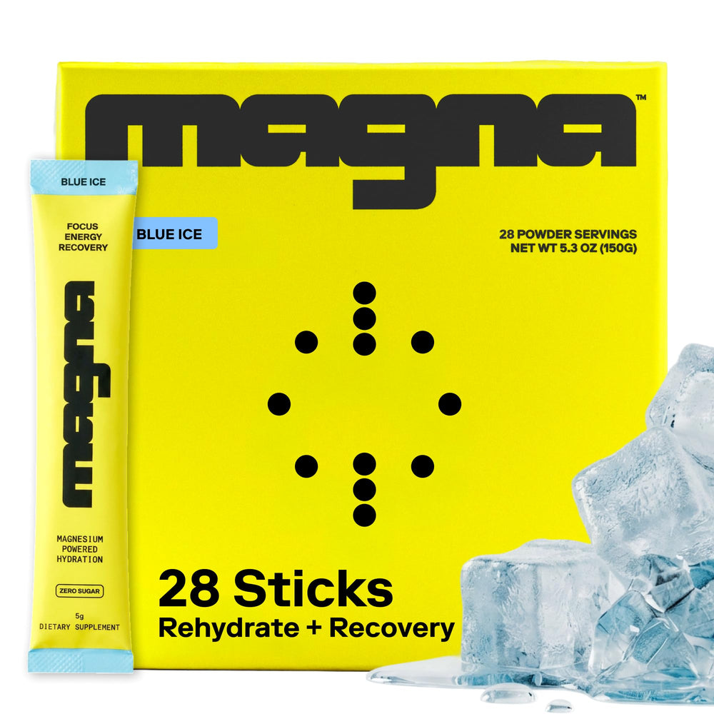 MAGNA envase frontal Blue Ice mostrando porciones y diseño útil