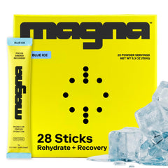 MAGNA envase frontal Blue Ice mostrando porciones y diseño útil
