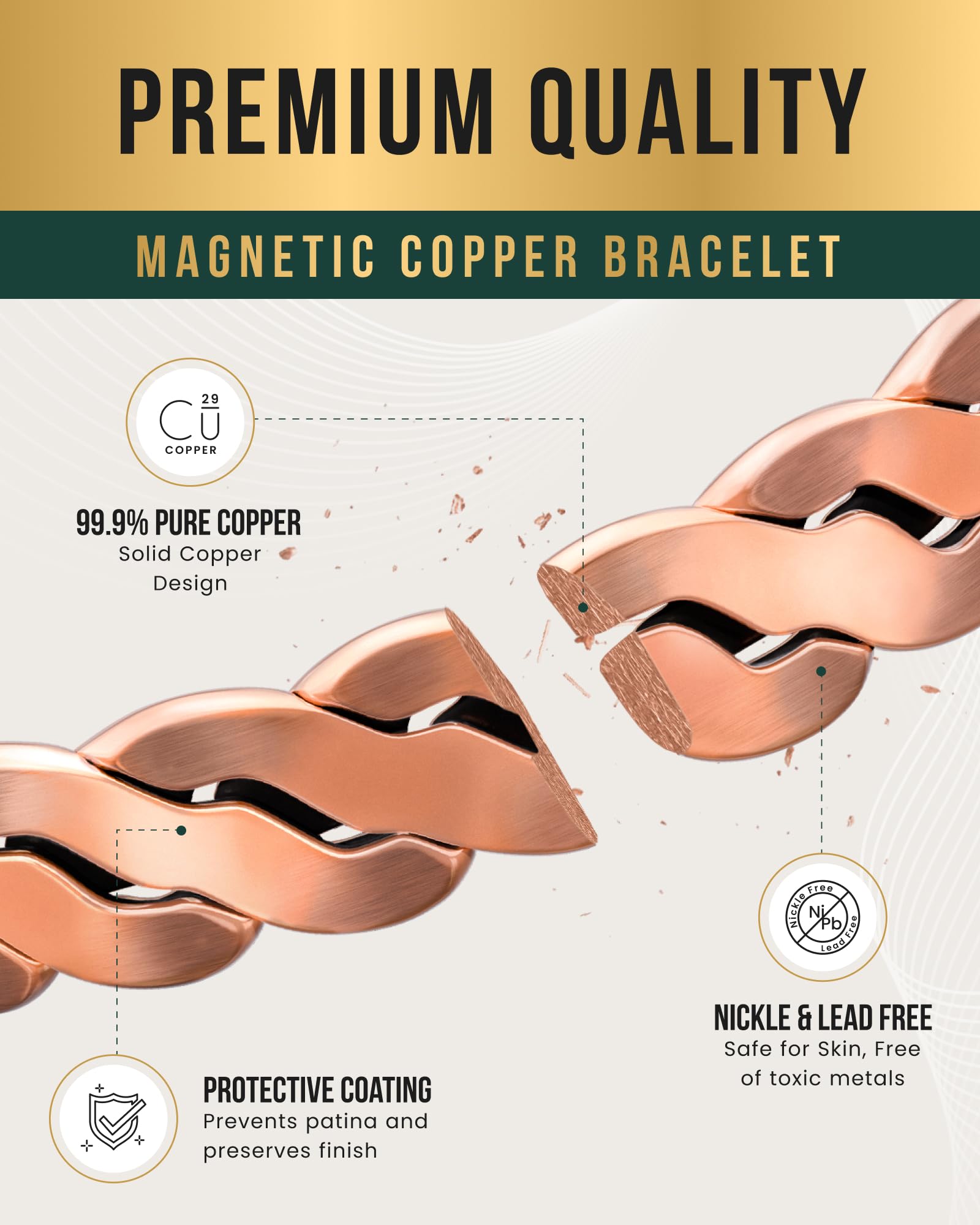 MagnetRX comparación de tamaño junto a una mano para ver la escala real del brazalete