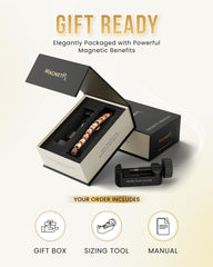 Caja de regalo MagnetRX con manual y pulsera lista para entregar como presente