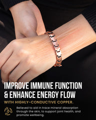 Primer plano de la textura de cobre 99.9% en la pulsera MagnetRX mostrando autenticidad