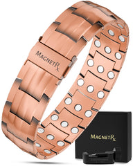 MagnetRX pulsera de cobre vista frontal mostrando diseño robusto y beneficio estético