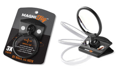 Magnifly vista frontal con clip mostrando facilidad de sujeción y acceso rápido