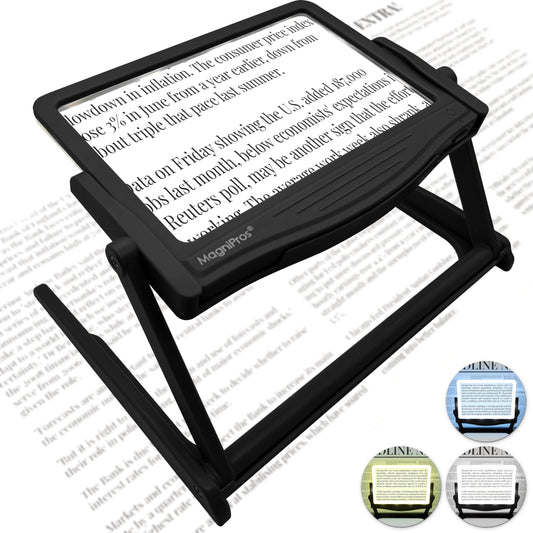 MAGNIPROS lupa frontal con base estable que facilita lectura cómoda