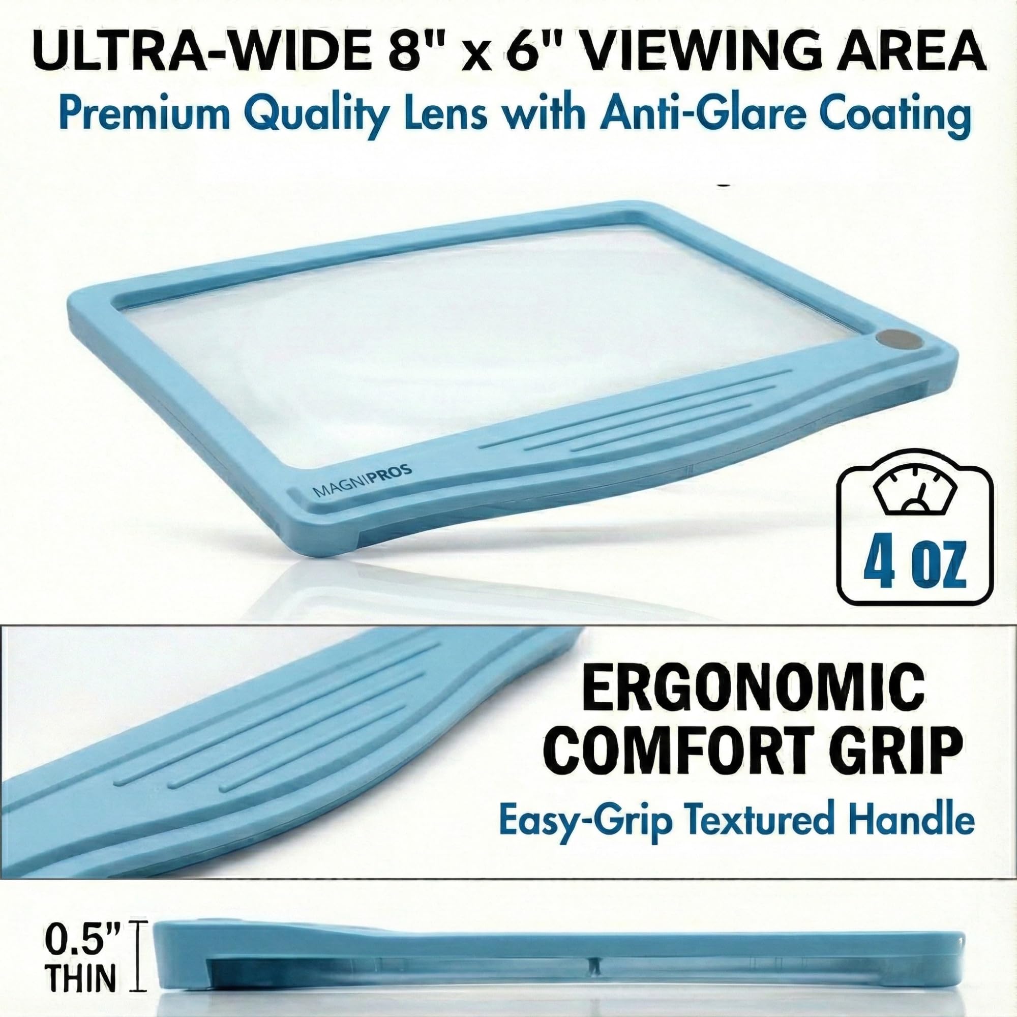 MagniPros en uso leyendo periódico, mejora la comodidad y reduce esfuerzo visual