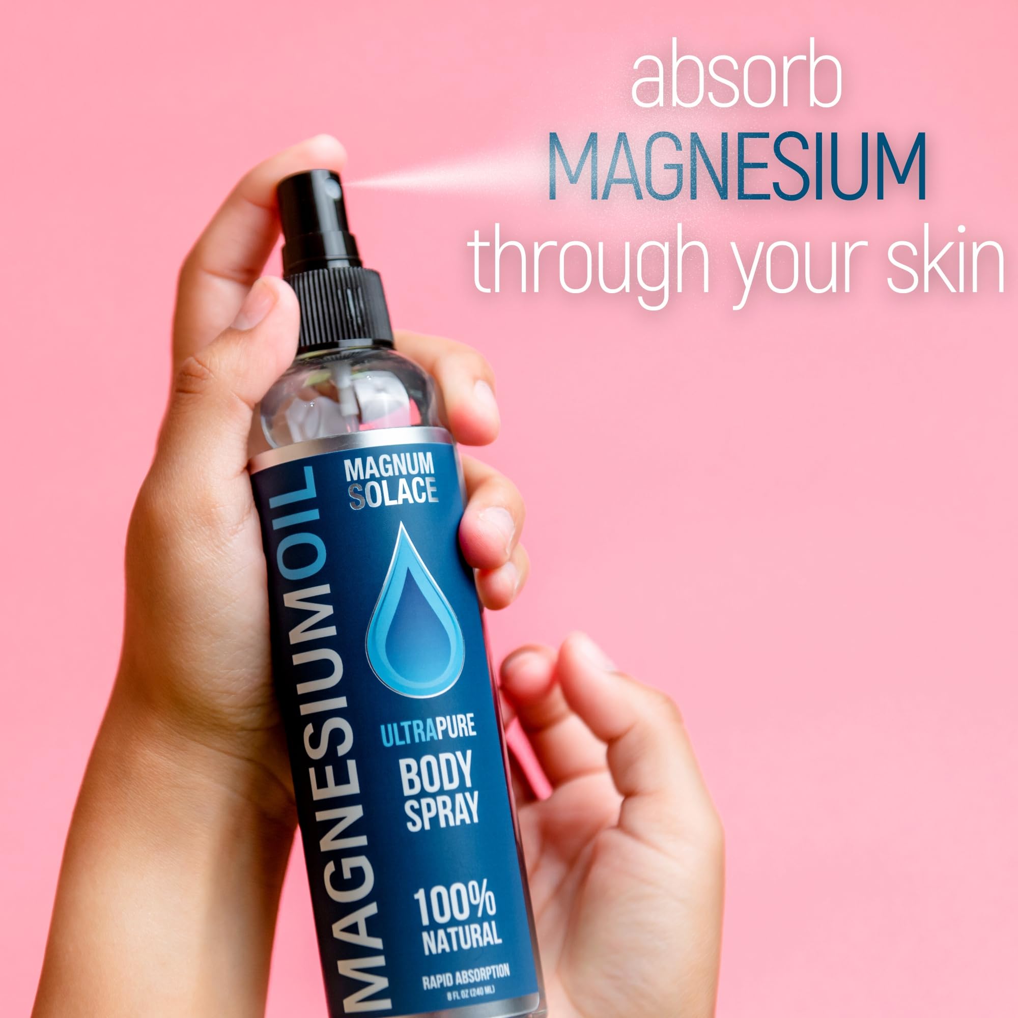 Magnum Solace spray aplicado en brazo para uso tópico cómodo