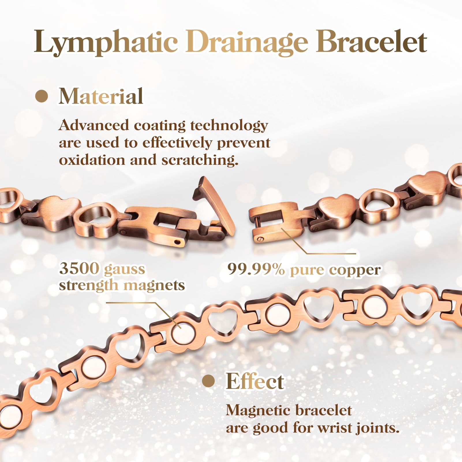 Mahnco detalle de imanes incrustados en la pulsera para equilibrio