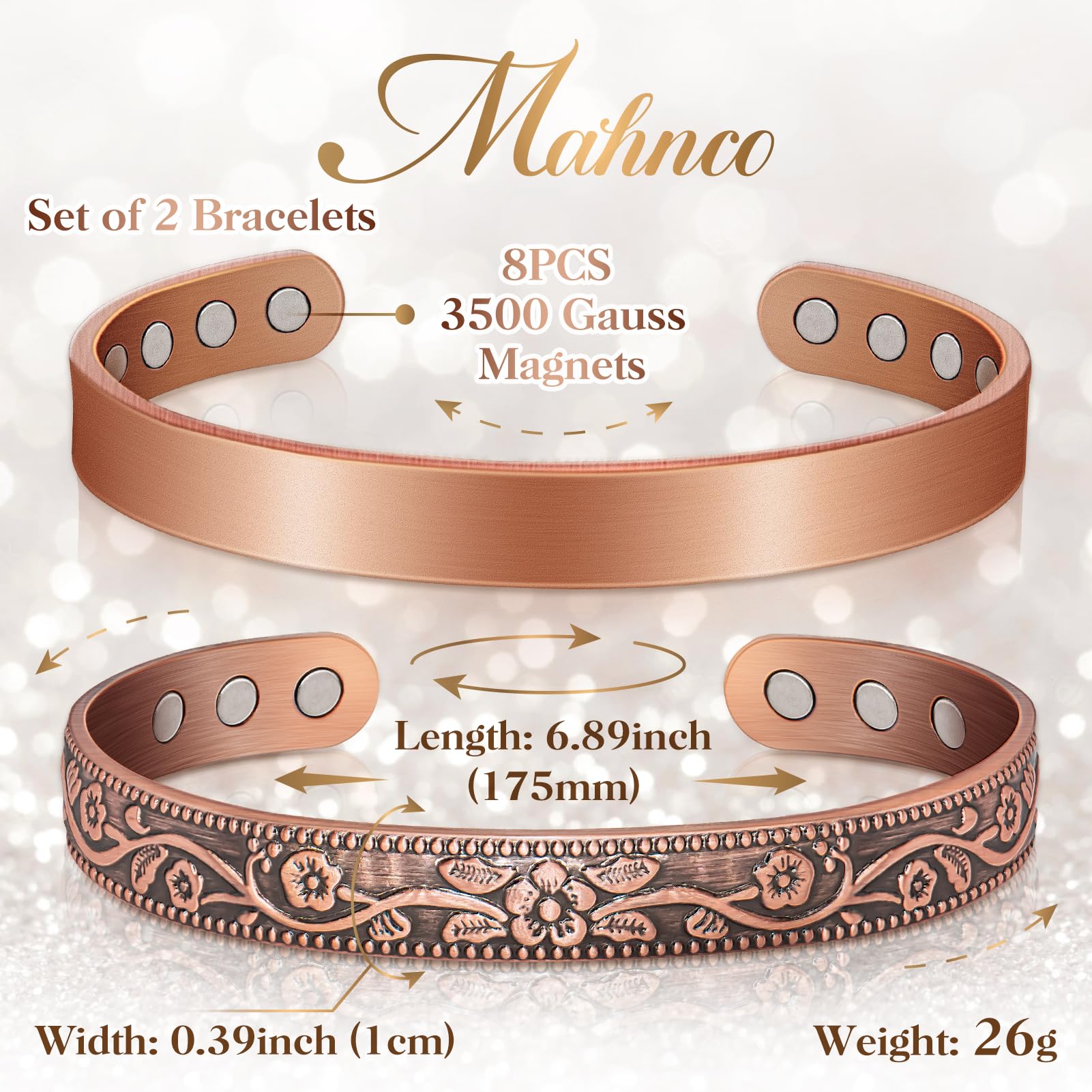 Mahnco pulsera puesta en muñeca, estilo unisex práctico