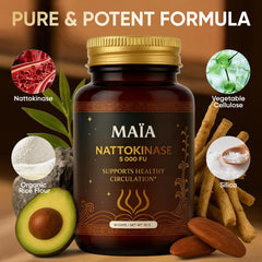 MAÏA polvo y cápsula abierta mostrando textura y pureza del ingrediente