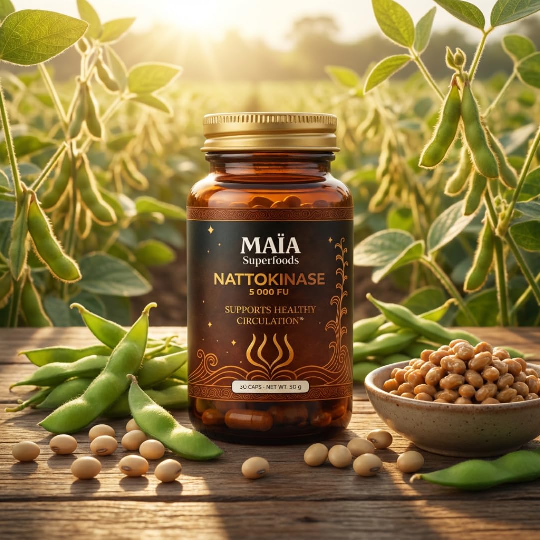 MAÏA SUPERFOODS empaque que sugiere materiales responsables y presentación limpia