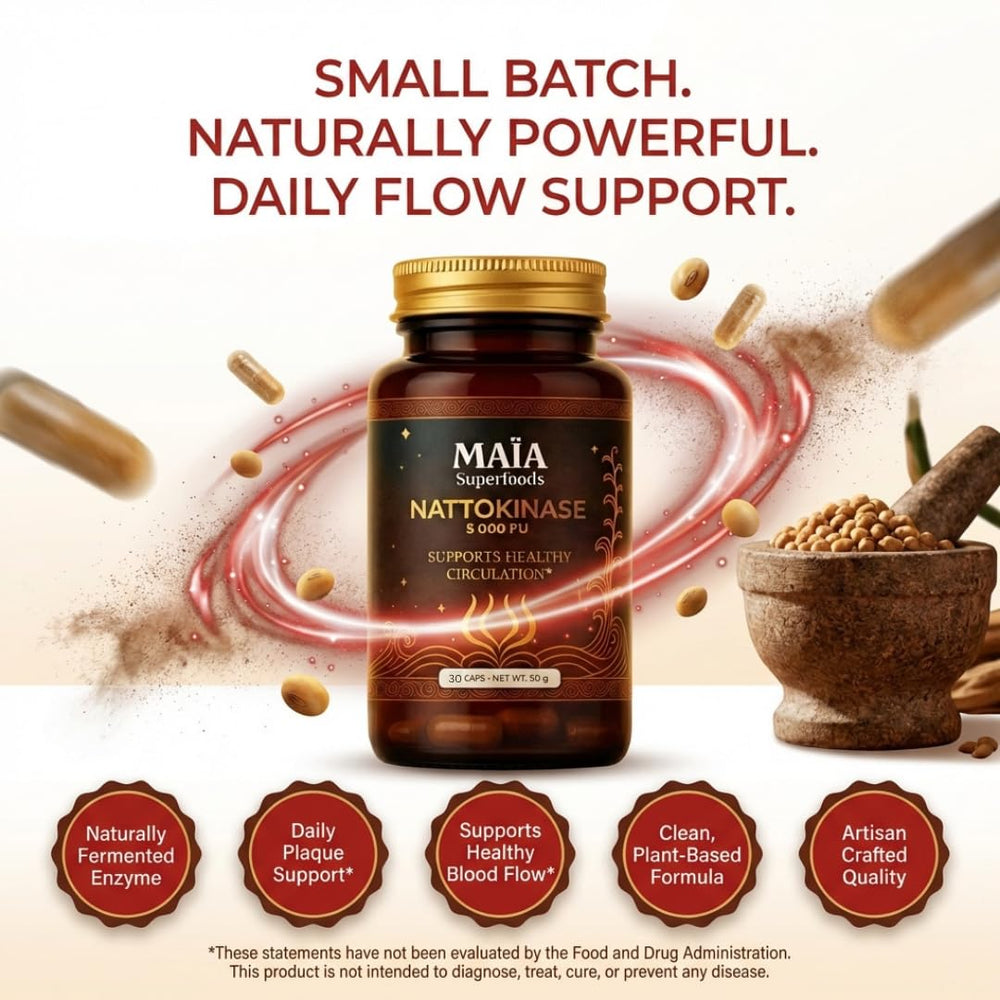 MAÏA SUPERFOODS vista superior del frasco que muestra las 30 cápsulas incluidas