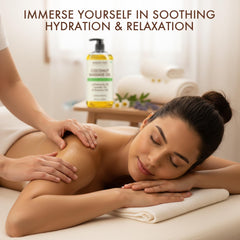 Majestic Pure terapeuta vertiendo aceite, control y confort en masaje