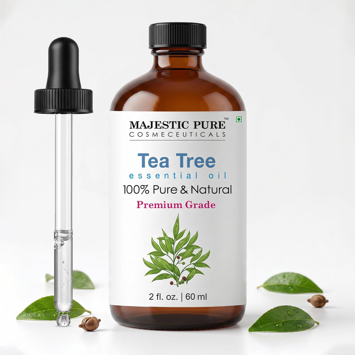 Majestic Pure botella al frente mostrando etiqueta y beneficio de pureza