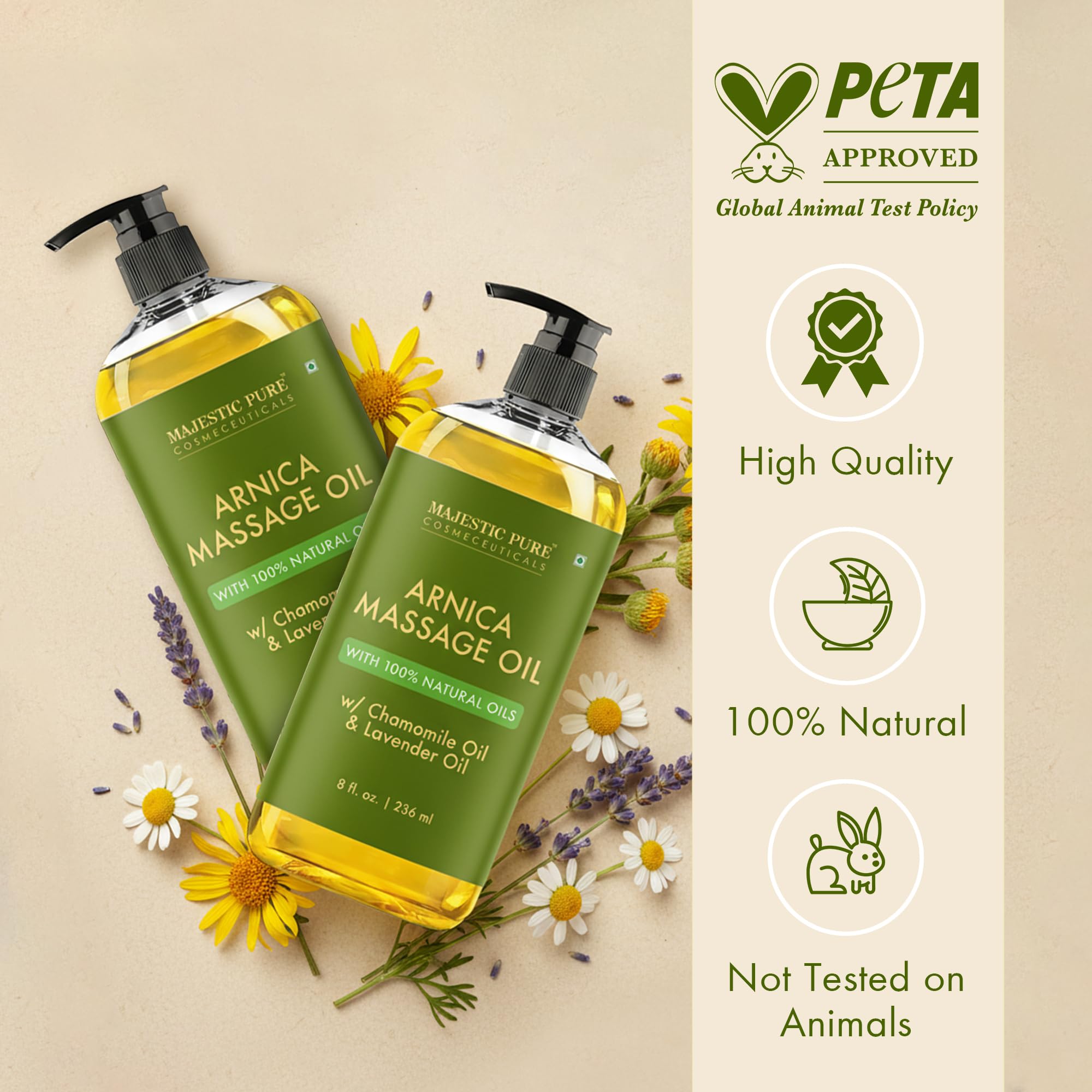 Majestic Pure dispensando aceite para masaje, permite control y ahorro