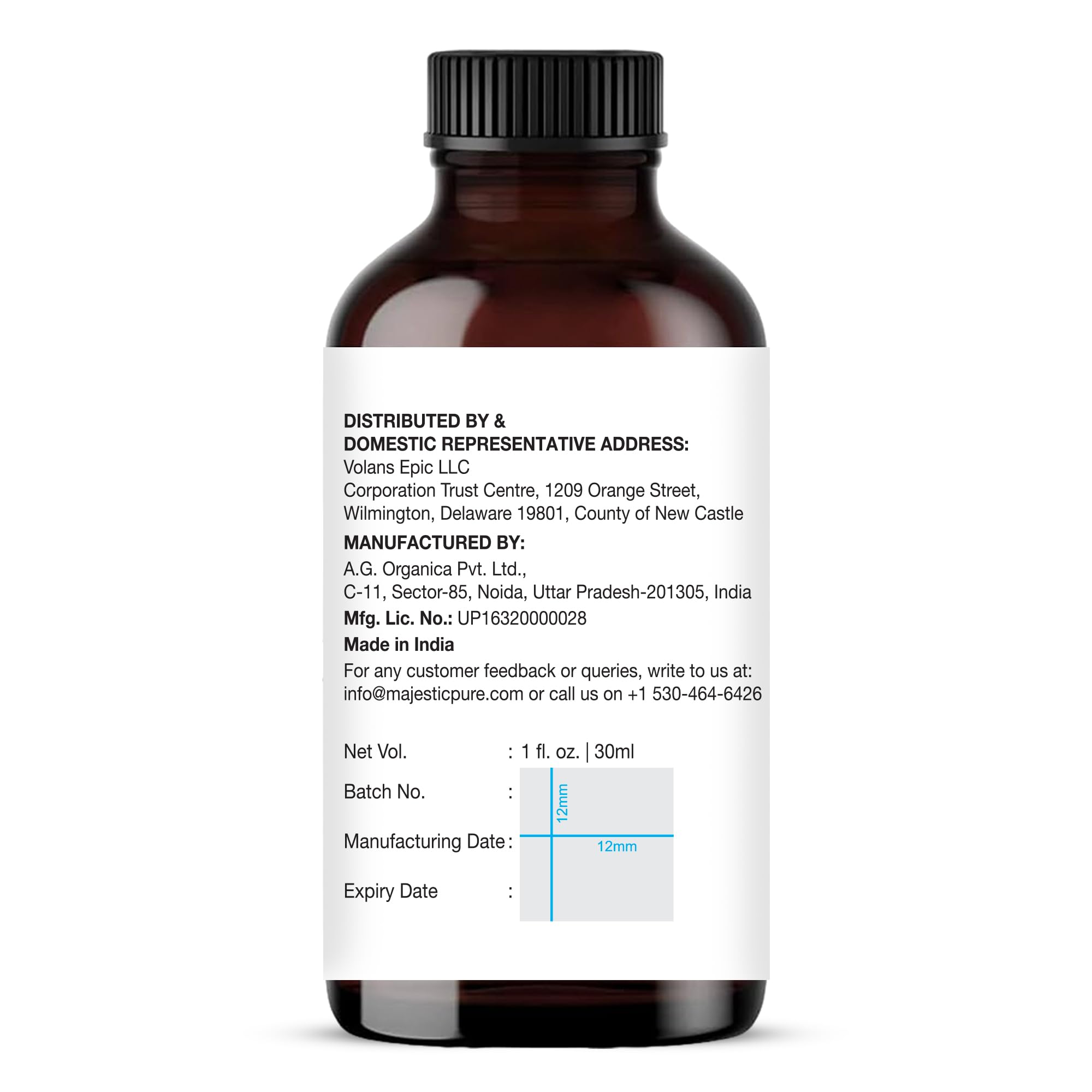 Majestic Pure etiqueta en primer plano con ingredientes y aspecto premium