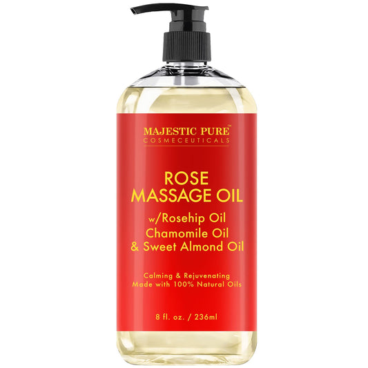 Majestic Pure frasco frontal de rosa mostrando diseño y beneficio hidratante