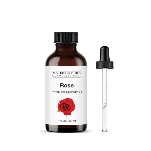 Majestic Pure frasco frontal de rosa, presentación profesional y protección UV