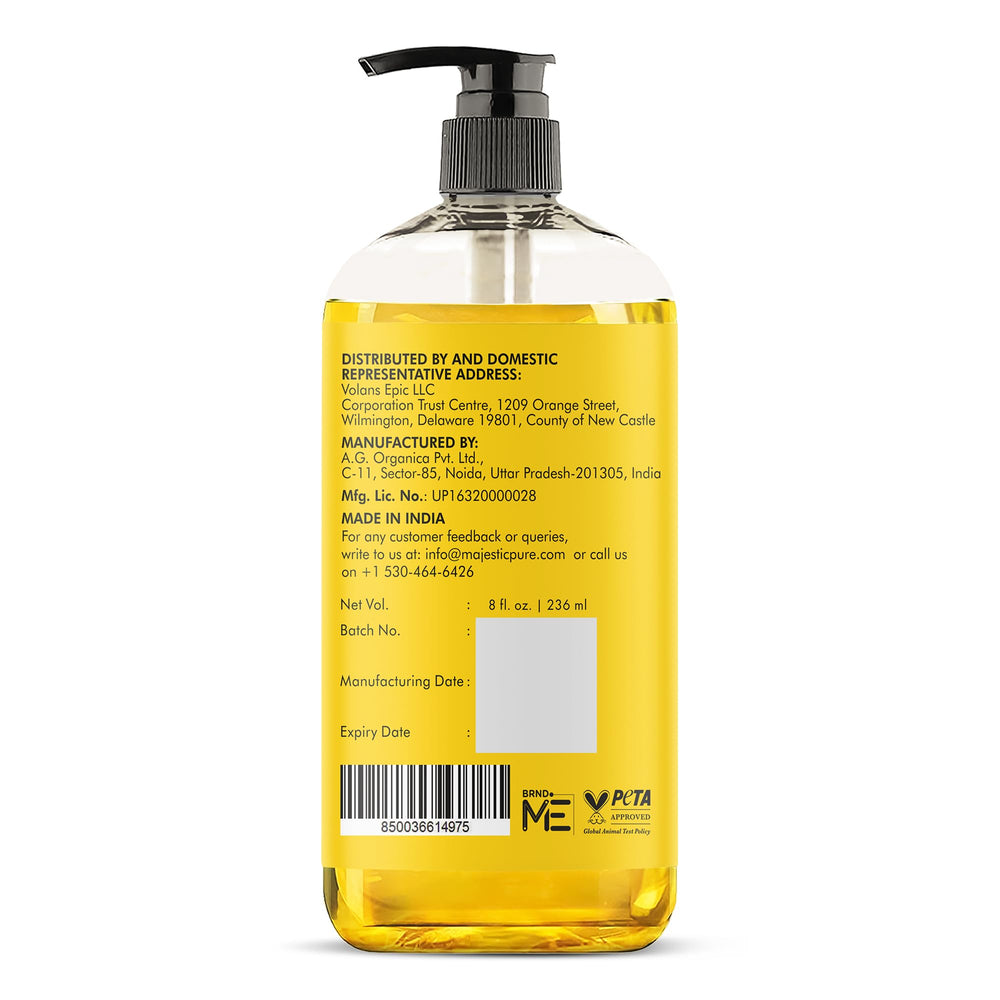 Majestic Pure etiqueta con ingredientes y presencia de vitamina E para confianza