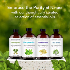 Majestic Pure hojas de menta e ingredientes naturales mostrando origen