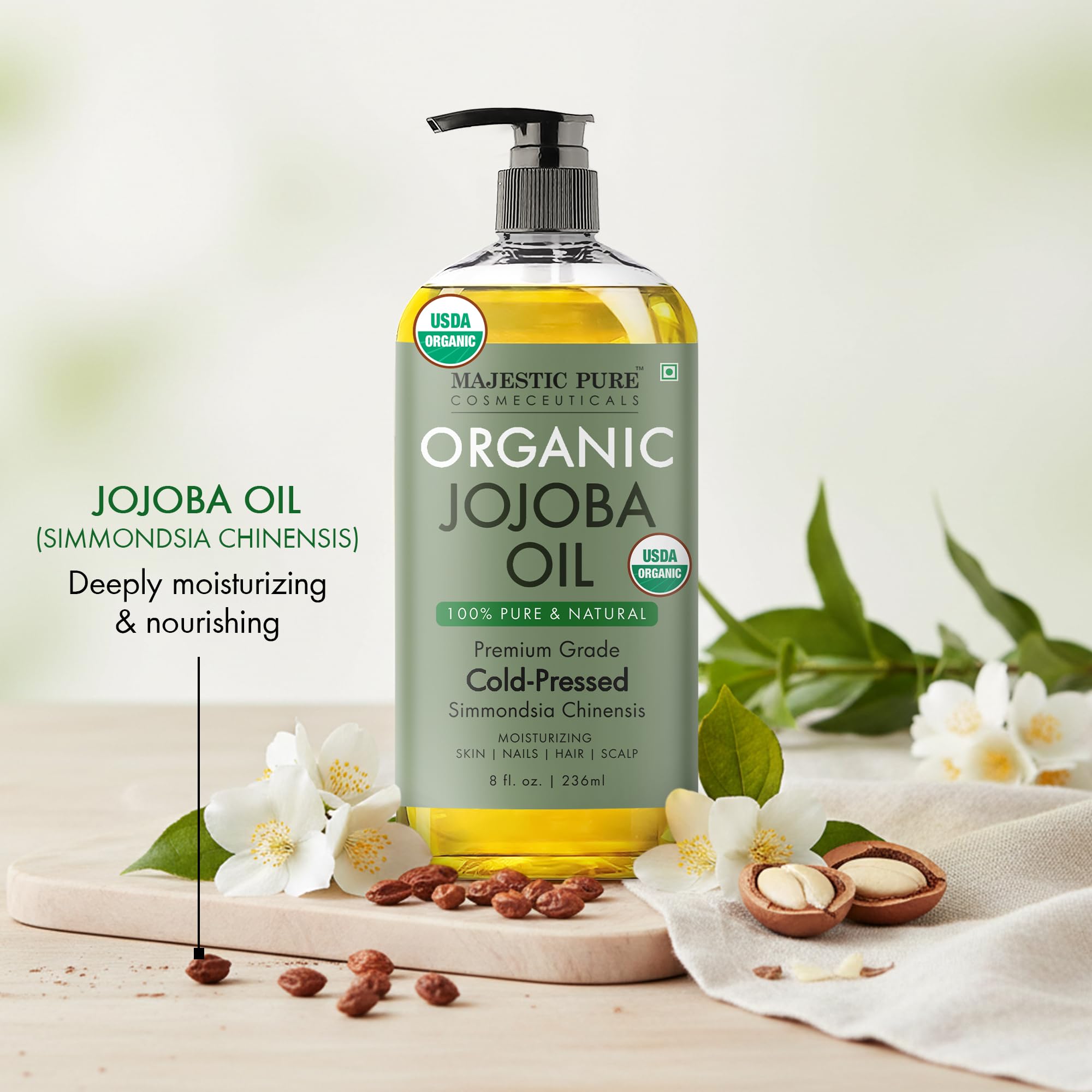Majestic Pure mezclado con aceite esencial en cuenco, base ideal para aromaterapia