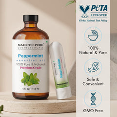 Majestic Pure primer plano del aroma y la textura del aceite refrescante