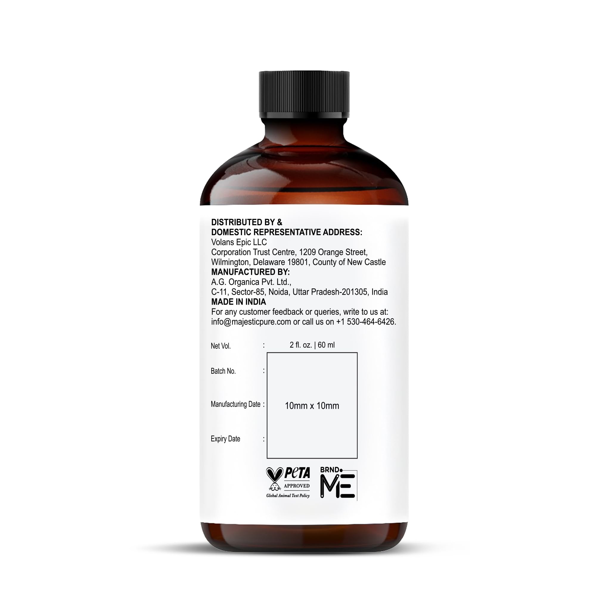Majestic Pure etiqueta legible con ingredientes para transparencia y confianza