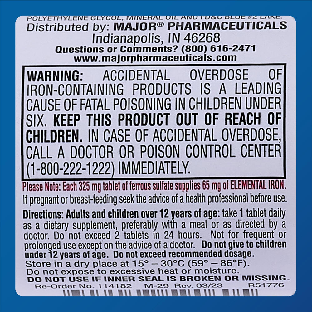 Tabletas de Major Ferosul en mano, visión de porciones claras.