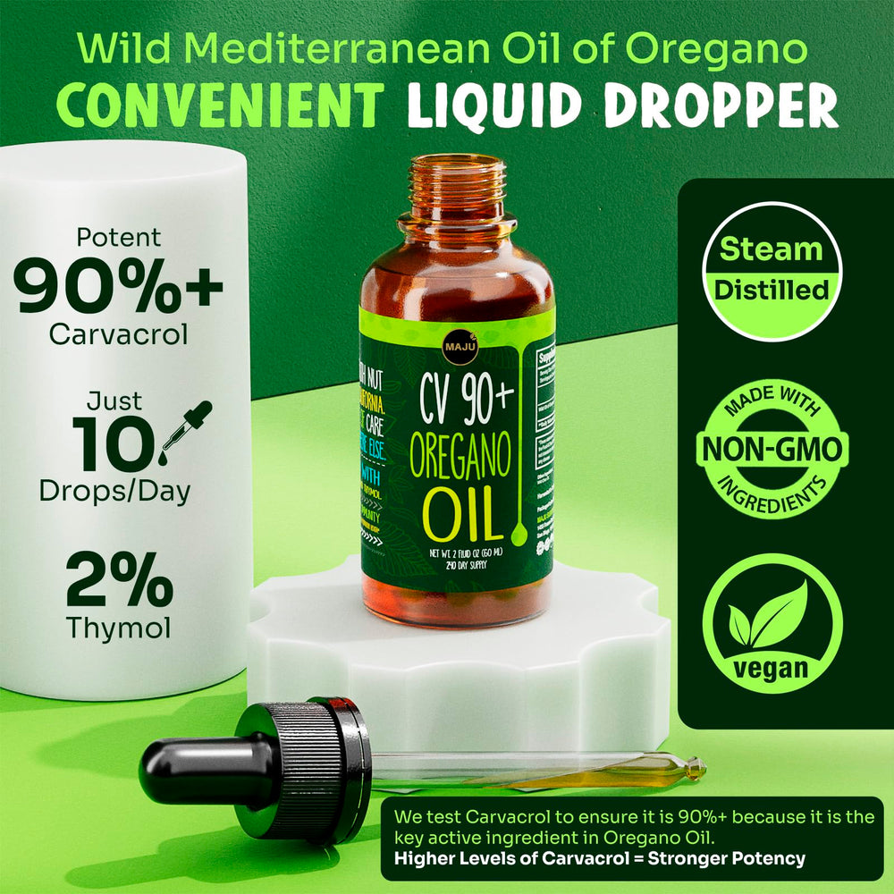 Maju Superfoods gotero vertiendo gotas para apreciar textura y dosificación fácil