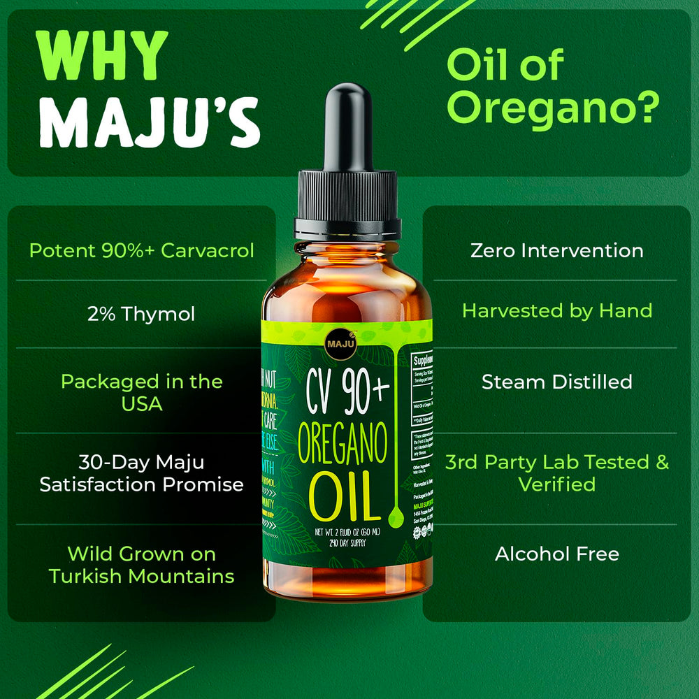 Maju Superfoods comparación de tamaño junto a una cuchara para referencia visual
