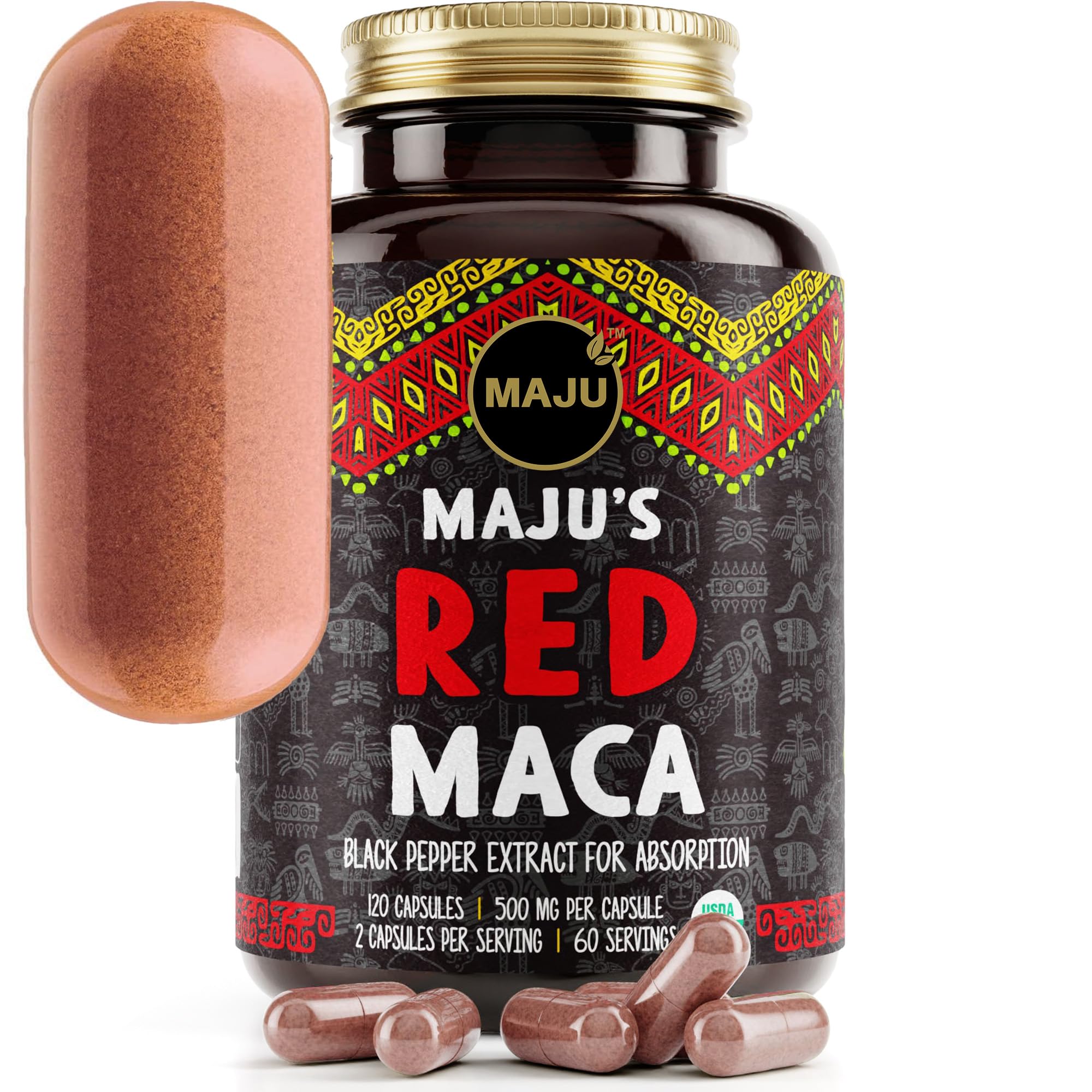 Maju Superfoods frasco frontal mostrando etiqueta clara y beneficios para mujeres