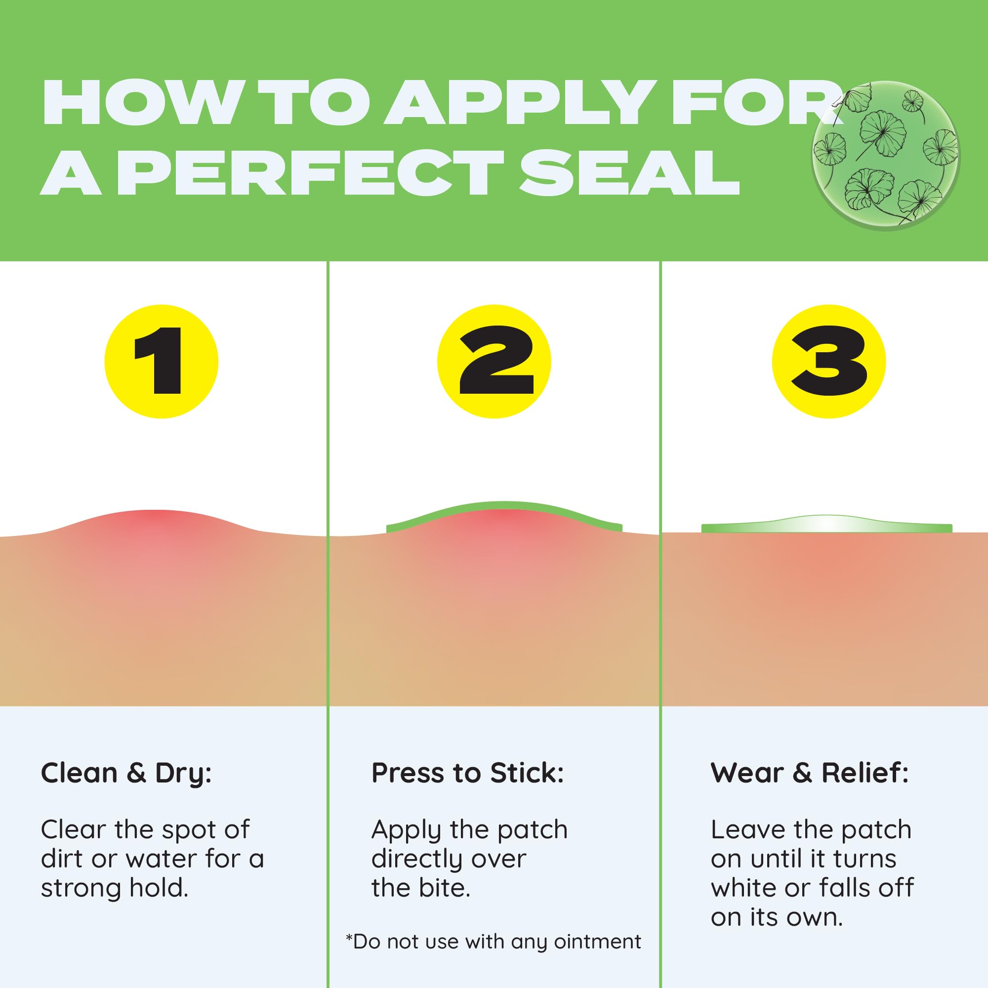 MakeItSkin parche aplicado en piel cercana, demuestra cobertura y alivio visible